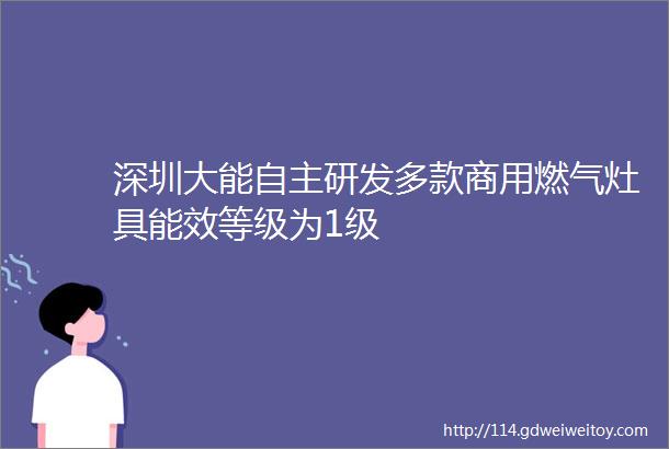 深圳大能自主研发多款商用燃气灶具能效等级为1级